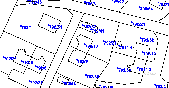 Parcela st. 792/10 v KÚ Radvanice, Katastrální mapa