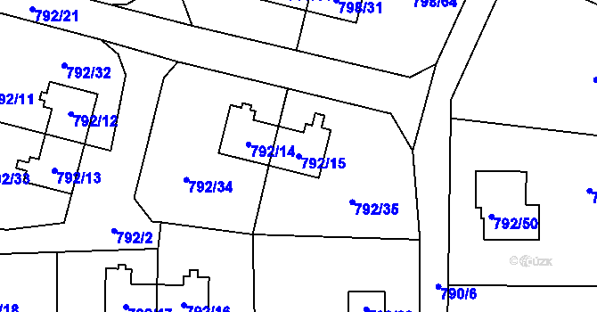 Parcela st. 792/15 v KÚ Radvanice, Katastrální mapa
