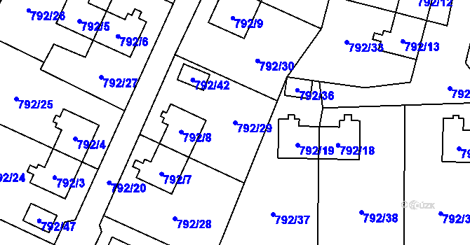 Parcela st. 792/29 v KÚ Radvanice, Katastrální mapa