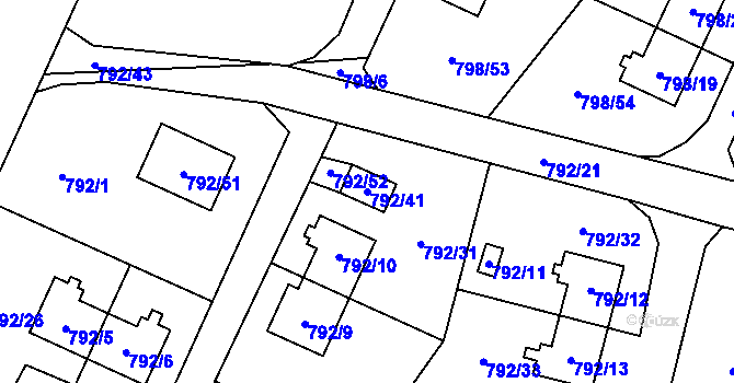 Parcela st. 792/41 v KÚ Radvanice, Katastrální mapa