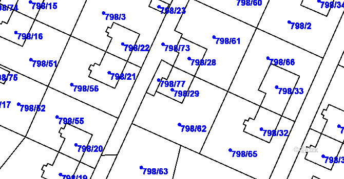 Parcela st. 798/29 v KÚ Radvanice, Katastrální mapa