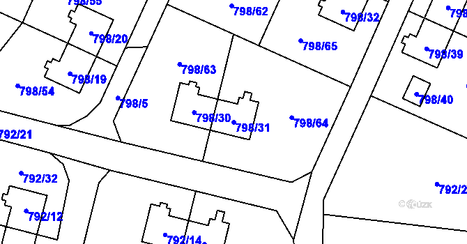 Parcela st. 798/31 v KÚ Radvanice, Katastrální mapa