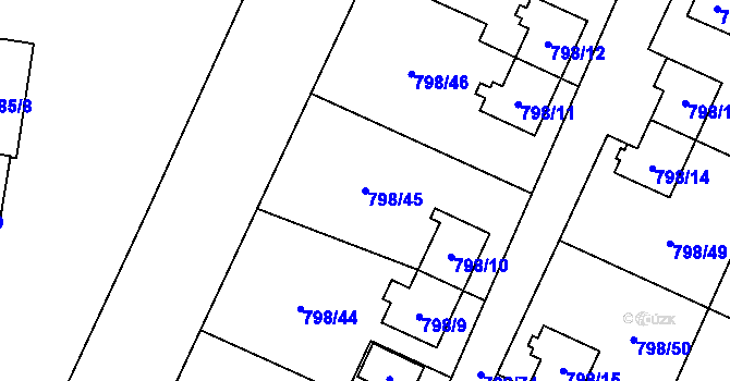 Parcela st. 798/45 v KÚ Radvanice, Katastrální mapa