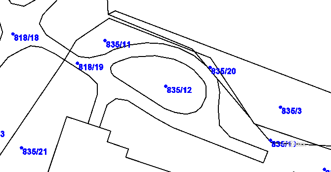 Parcela st. 835/12 v KÚ Radvanice, Katastrální mapa
