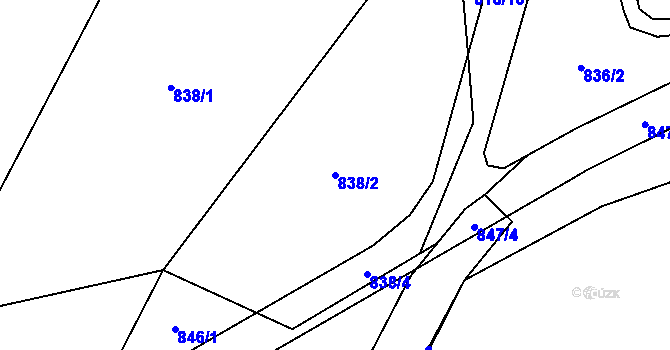 Parcela st. 838/2 v KÚ Radvanice, Katastrální mapa
