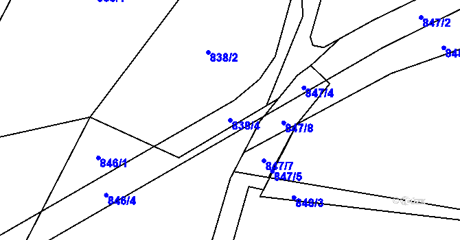 Parcela st. 838/4 v KÚ Radvanice, Katastrální mapa