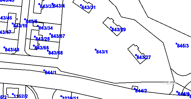 Parcela st. 843/1 v KÚ Radvanice, Katastrální mapa