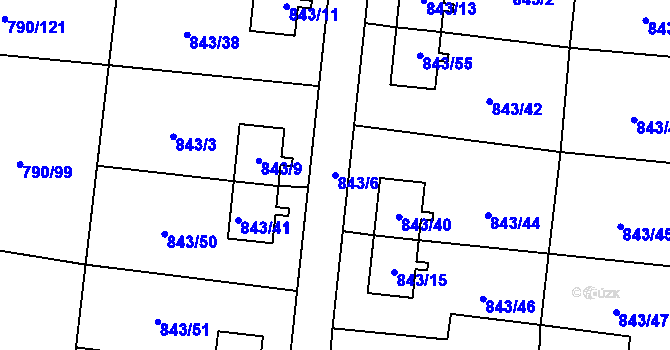 Parcela st. 843/6 v KÚ Radvanice, Katastrální mapa
