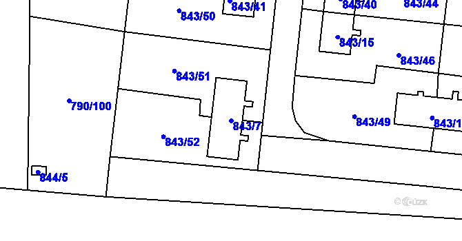 Parcela st. 843/7 v KÚ Radvanice, Katastrální mapa