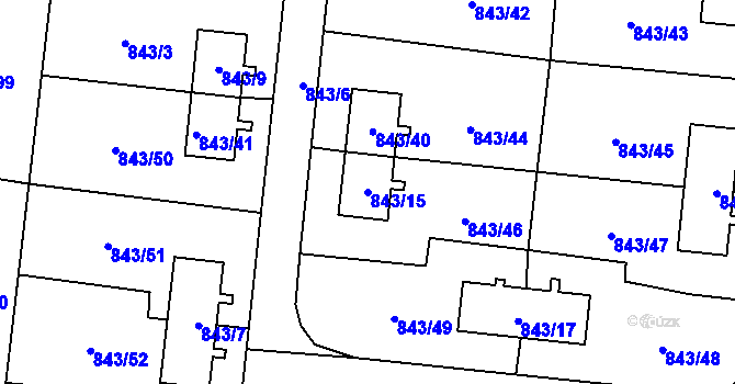 Parcela st. 843/15 v KÚ Radvanice, Katastrální mapa