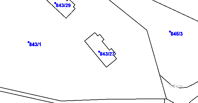 Parcela st. 843/27 v KÚ Radvanice, Katastrální mapa