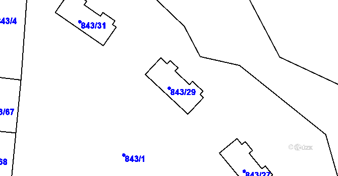 Parcela st. 843/29 v KÚ Radvanice, Katastrální mapa