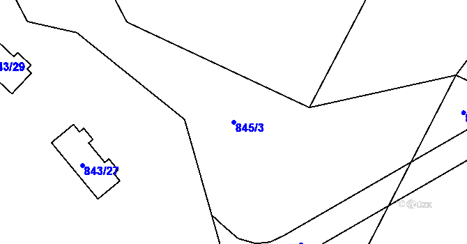 Parcela st. 845/3 v KÚ Radvanice, Katastrální mapa