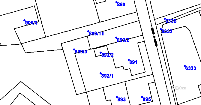 Parcela st. 892/2 v KÚ Radvanice, Katastrální mapa