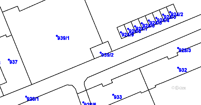 Parcela st. 939/2 v KÚ Radvanice, Katastrální mapa