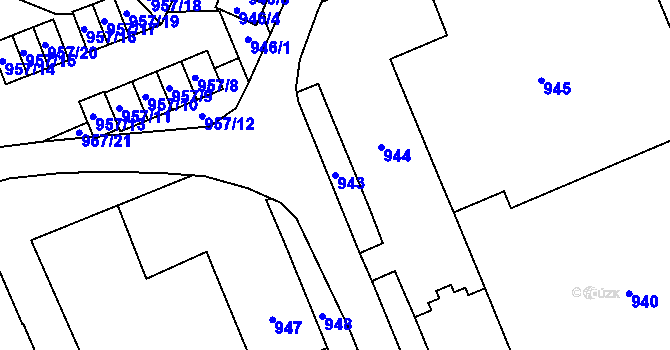Parcela st. 943 v KÚ Radvanice, Katastrální mapa