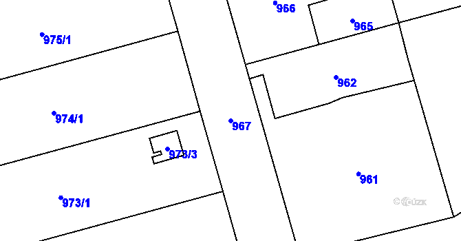 Parcela st. 967 v KÚ Radvanice, Katastrální mapa