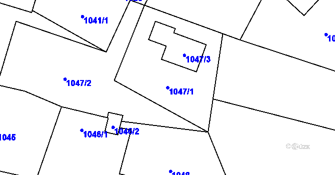 Parcela st. 1047/1 v KÚ Radvanice, Katastrální mapa