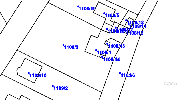 Parcela st. 1108/1 v KÚ Radvanice, Katastrální mapa