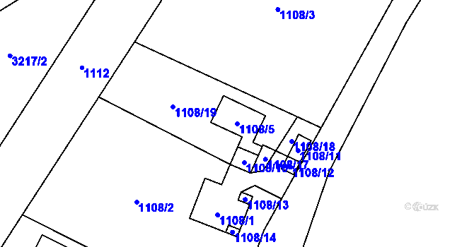 Parcela st. 1108/5 v KÚ Radvanice, Katastrální mapa