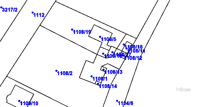 Parcela st. 1108/10 v KÚ Radvanice, Katastrální mapa