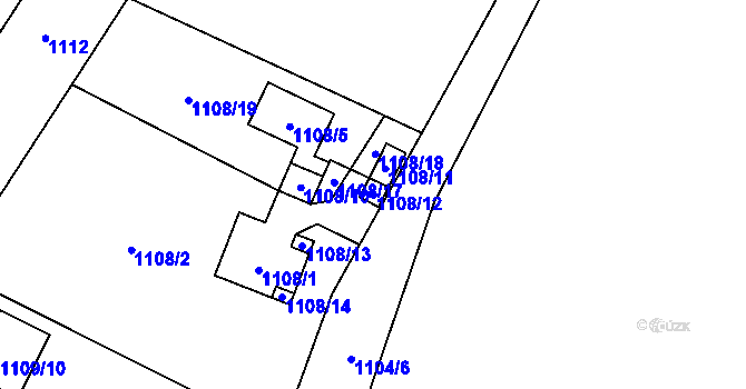Parcela st. 1108/12 v KÚ Radvanice, Katastrální mapa