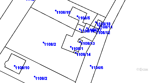 Parcela st. 1108/13 v KÚ Radvanice, Katastrální mapa