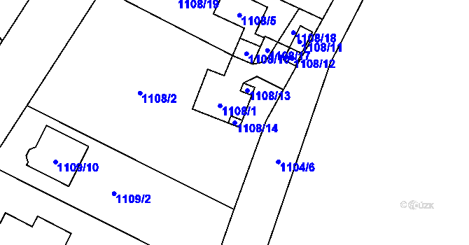 Parcela st. 1108/14 v KÚ Radvanice, Katastrální mapa