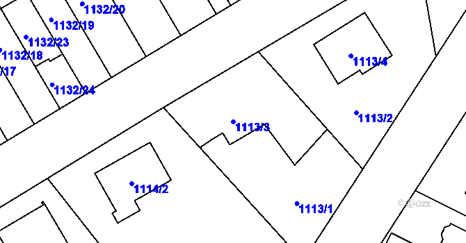 Parcela st. 1113/3 v KÚ Radvanice, Katastrální mapa