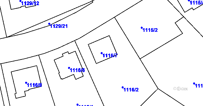 Parcela st. 1116/7 v KÚ Radvanice, Katastrální mapa