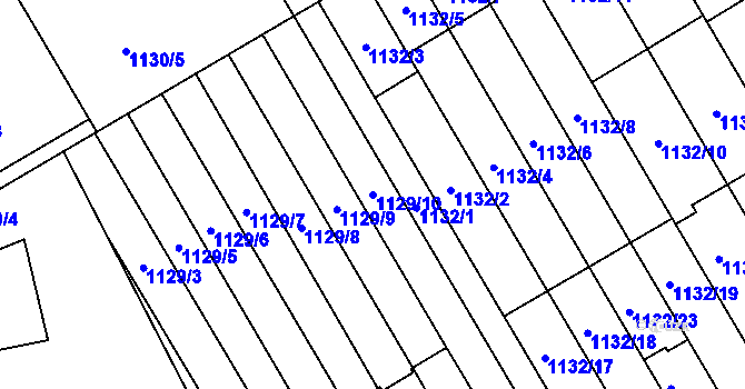 Parcela st. 1129/10 v KÚ Radvanice, Katastrální mapa