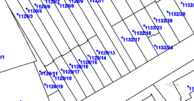 Parcela st. 1129/13 v KÚ Radvanice, Katastrální mapa
