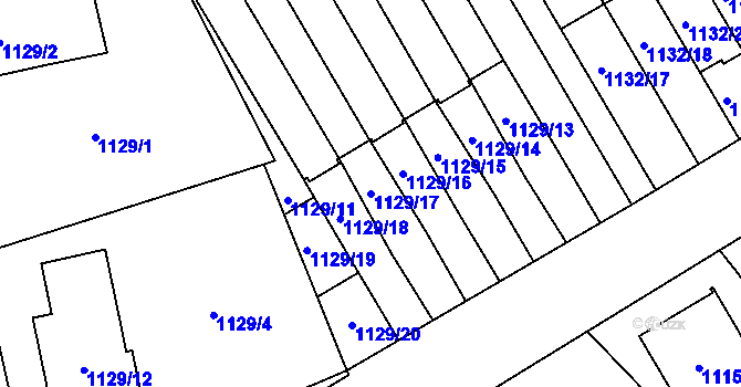 Parcela st. 1129/17 v KÚ Radvanice, Katastrální mapa