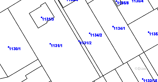 Parcela st. 1131/2 v KÚ Radvanice, Katastrální mapa