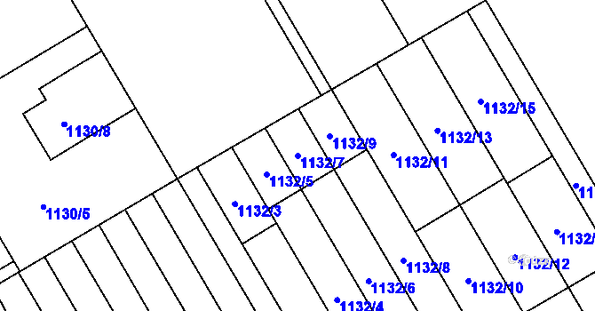 Parcela st. 1132/7 v KÚ Radvanice, Katastrální mapa
