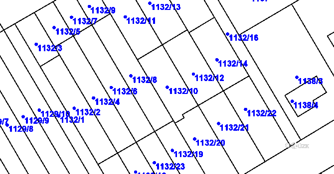 Parcela st. 1132/10 v KÚ Radvanice, Katastrální mapa
