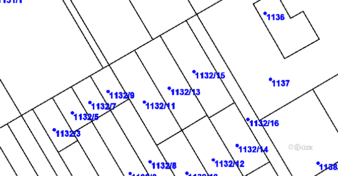 Parcela st. 1132/13 v KÚ Radvanice, Katastrální mapa
