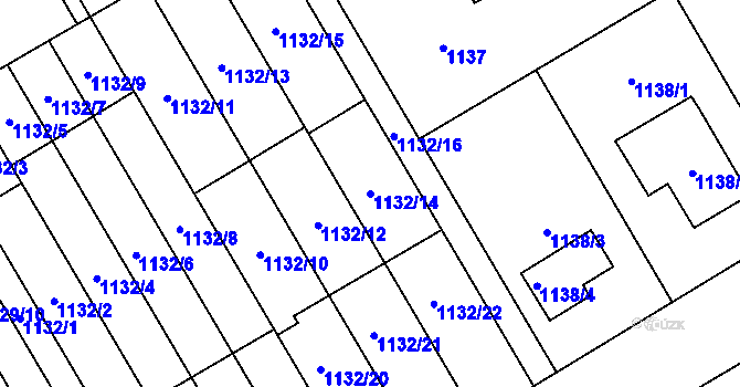 Parcela st. 1132/14 v KÚ Radvanice, Katastrální mapa