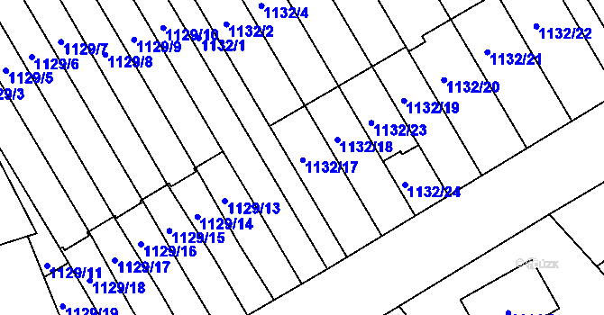 Parcela st. 1132/17 v KÚ Radvanice, Katastrální mapa