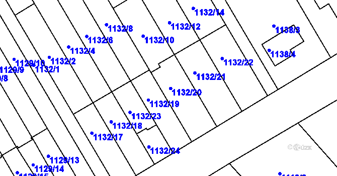 Parcela st. 1132/20 v KÚ Radvanice, Katastrální mapa