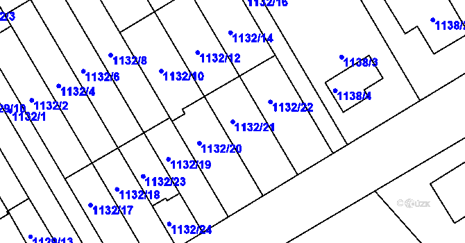 Parcela st. 1132/21 v KÚ Radvanice, Katastrální mapa