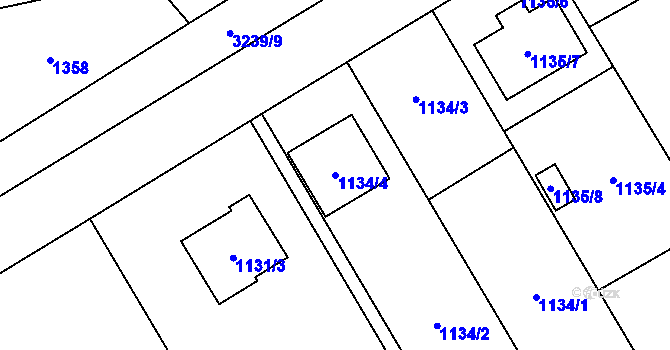 Parcela st. 1134/4 v KÚ Radvanice, Katastrální mapa