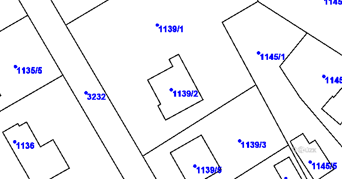Parcela st. 1139/2 v KÚ Radvanice, Katastrální mapa
