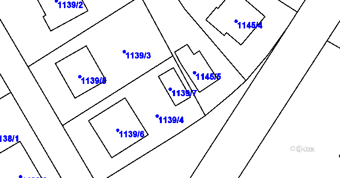 Parcela st. 1139/7 v KÚ Radvanice, Katastrální mapa