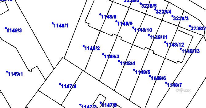 Parcela st. 1148/3 v KÚ Radvanice, Katastrální mapa