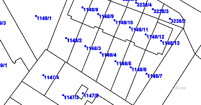 Parcela st. 1148/4 v KÚ Radvanice, Katastrální mapa