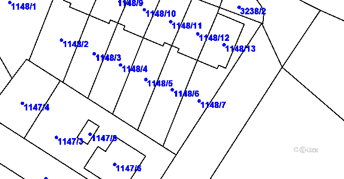 Parcela st. 1148/6 v KÚ Radvanice, Katastrální mapa