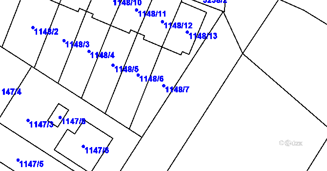 Parcela st. 1148/7 v KÚ Radvanice, Katastrální mapa