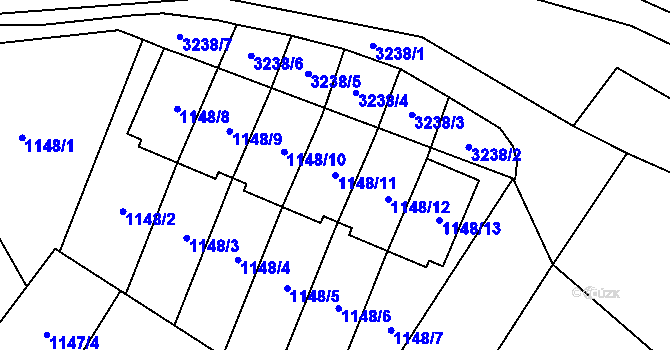 Parcela st. 1148/11 v KÚ Radvanice, Katastrální mapa