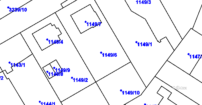 Parcela st. 1149/6 v KÚ Radvanice, Katastrální mapa
